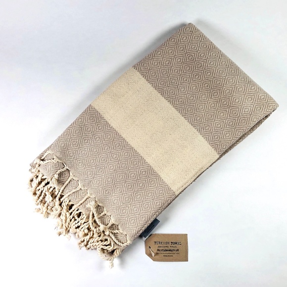 Turkish Towel, Beige and Cream - Brand New! - Picture 3 of 3